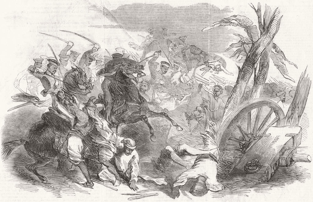 INDIA. Battle of Firozpur-charge of Bengal light cavalry 1846 old print